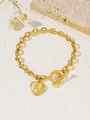 Goudkleurige schakelarmband met hartvormige hanger letter A en OT-sluiting metaal - Hart Letter A / Goud