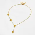 Minimalist gold titanium steel heart tassel Y-necklace with polished finish for women - Golden Heart