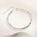 Silver S925 sterling silver faceted bead anklet with lobster clasp and extension - 925 Silver / Silver
