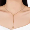 Adjustable golden snake chain necklace with elegant drop pendants and tassel design - Waterdrop Pendant Adjustable Cord Necklace