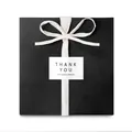 Square matte black gift box with white ribbon and Thank You For Your Kindness tag sticker - Rectangular Thank You Style (HB30004)