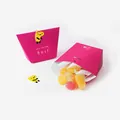 Cute magenta candy gift box with cartoon tag and assorted colorful treats inside - 7.3x4.8x7.3cm / Rose Red