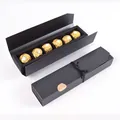 Elegant black matte 6-grid rectangular chocolate gift box with golden ribbon and seal - Black