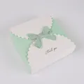 Mint green and white gift box with Thank You text and decorative ribbon bow - 14x14x4cm / Green