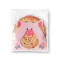 Detalle del diseño de cerdo animado en bolsa transparente sellable para galletas - Estilo cerdito / 100 Unidades/Paquete (8x9cm)