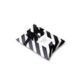 Striped pillow gift box with black ribbon bow and Thank You tag for packaging - 14x10x2.8cm / Black Stripe
