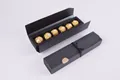 Elegant matte black rectangular chocolate gift box with 6 slots and ribbon tie - Black