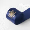 Navy blue satin ribbon with golden floral print for gift box packaging and decoration - 2.5cm Wide 23m Long / Dark Blue