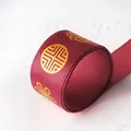 15mm burgundy polyester satin ribbon with gold foil pattern for gift wrapping and holidays - Gold Stamping Style / Burgundy