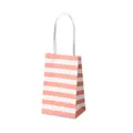 Pink and white striped kraft paper gift bag with durable white twisted rope handles - 7.5cmx5cmx12cm / Pink