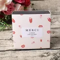 Square marble style gift box with red strawberry and lip prints on cream background - Sweet Strawberry