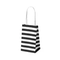 Vertical white kraft paper gift bag with classic black and white horizontal stripes - 7.5cmx5cmx12cm / Black