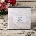 Square marble texture gift box with drawer design and elegant decorative label - Classic Marble