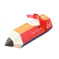 Creative pencil shaped candy gift box with red ribbon and Happy Birthday tag - Multicolor Number Style / 11.5x5cm