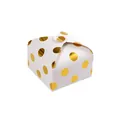 Square white gift box with gold foil polka dots and handle for weddings and luxury favors - Bronzing Polka Dot Style (HB0045) / 9x9x5.5cm
