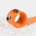 Halloween orange grosgrain ribbon with black cat and skull patterns for gift wrapping - Orange