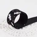 Halloween black grosgrain ribbon with white bat prints for gift box DIY decoration - White Bat Print / Black