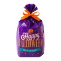 Halloween Geschenkbeutel in Violett mit orangefarbener Schleife und Kürbis-Druck - Lila