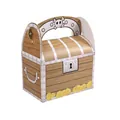 Square wooden pirate treasure chest candy box with golden coin patterns and handle - Pirate Treasure Chest Design / 7x11x7cm