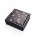 Black square gift box with pink floral design and elegant matte paper finish - Black Cherry Blossom / 15x15x5cm