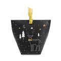 Schwarze Weihnachtsgeschenkbox mit goldenem Band und Rentier-Motiv-Design - Schwarzer Rentier-Stil (HB0012-11)