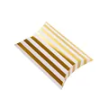 Caja de regalo tipo almohada con rayas diagonales en oro metálico y blanco - Rayas Doradas / 14x10x2.8cm