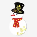 Etichetta regalo pupazzo di neve di Natale con fiocco dorato e Merry Christmas - Stile Pupazzo di Neve