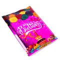 Colorful Happy Birthday pearlized foil gift bags with vibrant cake and candy illustrations - 10 Pieces/Pack (19*28.3cm) / Rose Red