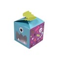 Blue and purple Halloween monster candy box with transparent mouth window and green bat wings - Blue Little Monster