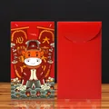 Enveloppes rouges avec motifs de dessins animés et vœux sur une table en bois - 6 pièces/paquet (9.5*17cm) / Transformation Fortune Bœuf