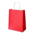 Red paper gift bag with white twisted handles and a sturdy square base for shopping - 22*11*26.5cm