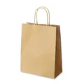Sacchetto regalo in carta kraft marrone con manici a corda e soffietto su fondo bianco - 22*11*26.5cm
