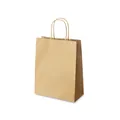 Sacchetto shopper standard in carta kraft marrone con manici tondi e bordo seghettato - 16*8*21cm