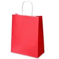 Minimalist red paper gift bag with white twist handles and decorative scalloped edges - 26*12*32cm
