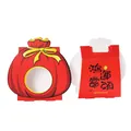 Rote Neujahrs-Geschenkboxen mit Glücksbeutel-Design und festlicher Kalligraphie-Optik - Glückstasche Mit Fenster / Mit Boxen Bändern und Versiegelten Beuteln