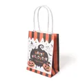 Petit sac cadeau d'Halloween à rayures orange et noires avec motif Trick or Treat - Rayé Blanc