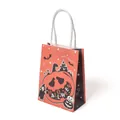 Petit sac cadeau d'Halloween en papier avec motif citrouille et décors de chauve-souris - Grande Citrouille Orange
