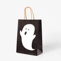 Halloween black gift bag with white cartoon ghost print and twisted paper handles - Small Ghost Pattern