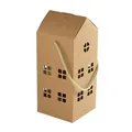Caja de regalo de papel kraft con forma de casa, ventanas huecas y asa de cuerda - 7.5*7.5*18cm / Color Original