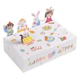 Boîte cadeau de Pâques avec animaux et décorations 3D pour bonbons et gâteaux - Style d'Insertion 3D Animaux Dessin Animé (HB0069) / 10 Pièces/Pack (15x9x4cm) / Blanc