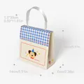 Mini sacchetto regalo con patta a quadretti blu, stampa cane e manico in seta - 14x6x14cm / Cane a Quadretti
