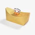 Goldbarren Neujahr Süßigkeitenbox mit süßem Kaninchen-Kartenstecker-Detail - Alles Gute