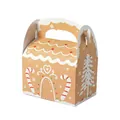 Weihnachts-Geschenkbox in Lebkuchenhaus-Form mit Griff und festlichen Süßigkeiten - Kraft Lebkuchenhaus / 11x7x13cm