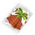 Flat lay of 3D palm tree candy boxes packed in transparent OPP bags for parties - Date Palm / 5x5x10cm