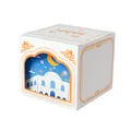 Scatola di caramelle 3D bianca con finestra ad arco e design del cielo notturno - Stile finestra cava quadrata (HB0015) / 10 pezzi/confezione (8x8x7cm) / Bianco Traforato Cielo Stellato Blu