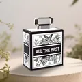 Black and white perfume bottle shaped gift box with floral art and All The Best text - Perfume Bottle Inspired Style (HB0026) / Thickened White Cardboard