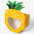 Simpatica scatola regalo gialla ad ananas con finestra a cuore e foglia verde - Ananas