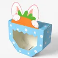 Scatola regalo coniglietto azzurro a pois con finestra trasparente per dolci - Orecchie di Coniglio Blu a Pois