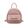 Pink PU leather mini backpack for women featuring a stylish bow and top handle design - Pink