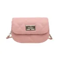 Chic pink quilted mini crossbody bag with silver chain strap and metal turn-lock closure - Pink